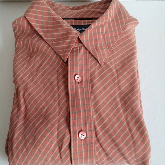 VERY TALL XL Men INDIGO PALMS Rusty brick Burnt orange-brown color Dress shirt - Picture 1 of 8